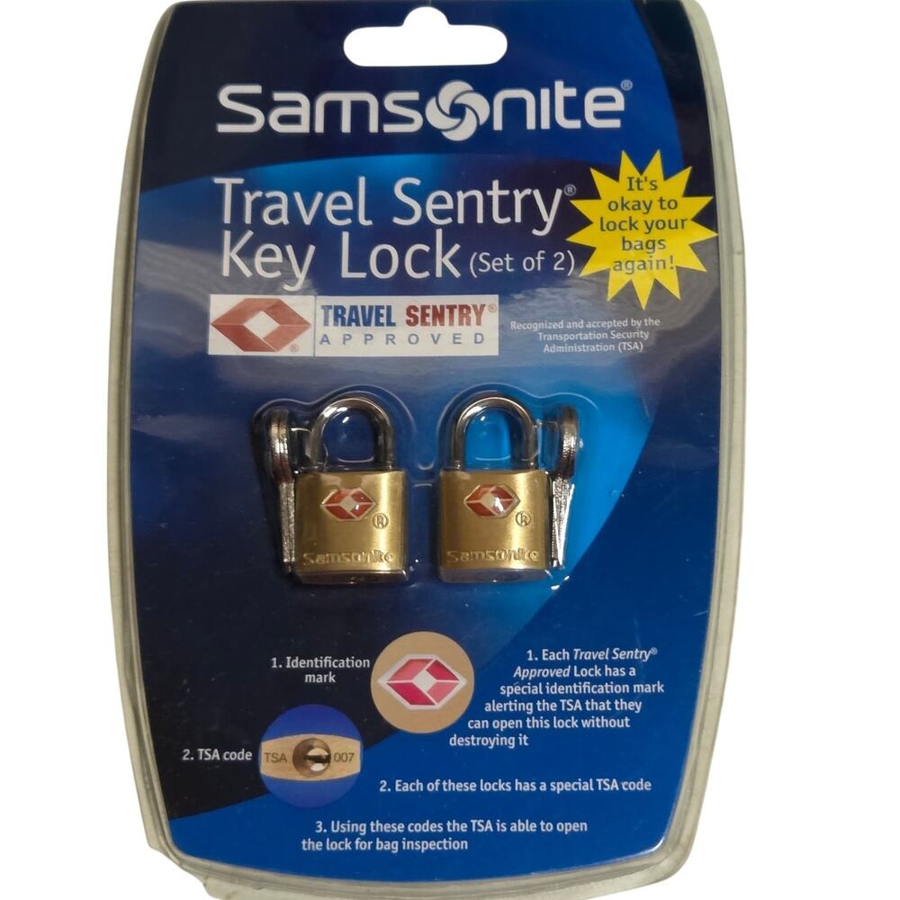 Samsonite 2 Pack Travel Sentry Key Lock  Brass